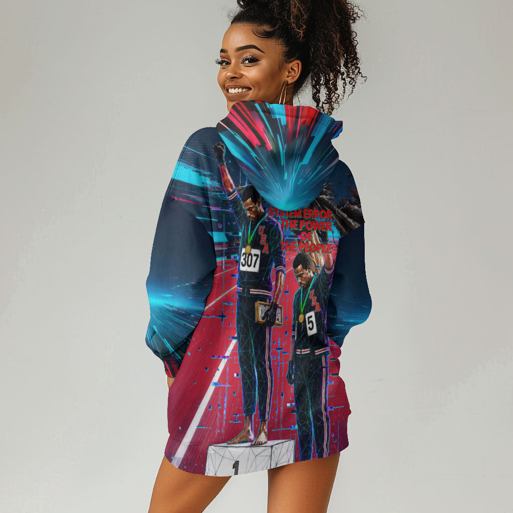 African American 1968 Black Power Salute Hoodie Dress Retro Cyberpunk Sci-Fi Tech Civil Rights Art