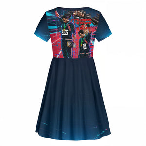 African American 1968 Black Power Salute Kid Short Sleeve Dress Retro Cyberpunk Sci-Fi Tech Civil Rights Art