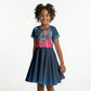 African American 1968 Black Power Salute Kid Short Sleeve Dress Retro Cyberpunk Sci-Fi Tech Civil Rights Art
