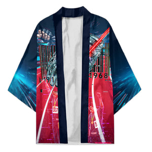 African American 1968 Black Power Salute Kimono Retro Cyberpunk Sci-Fi Tech Civil Rights Art