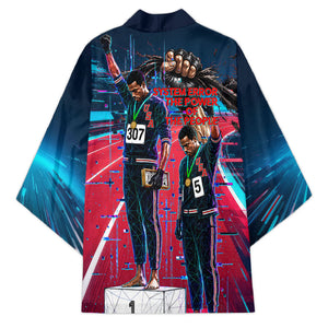 African American 1968 Black Power Salute Kimono Retro Cyberpunk Sci-Fi Tech Civil Rights Art