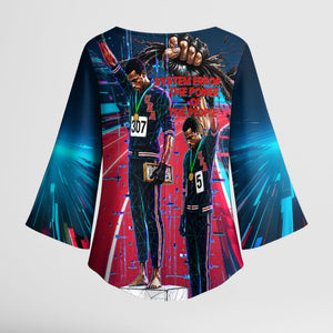African American 1968 Black Power Salute Kimono Sleeve Blouse Retro Cyberpunk Sci-Fi Tech Civil Rights Art