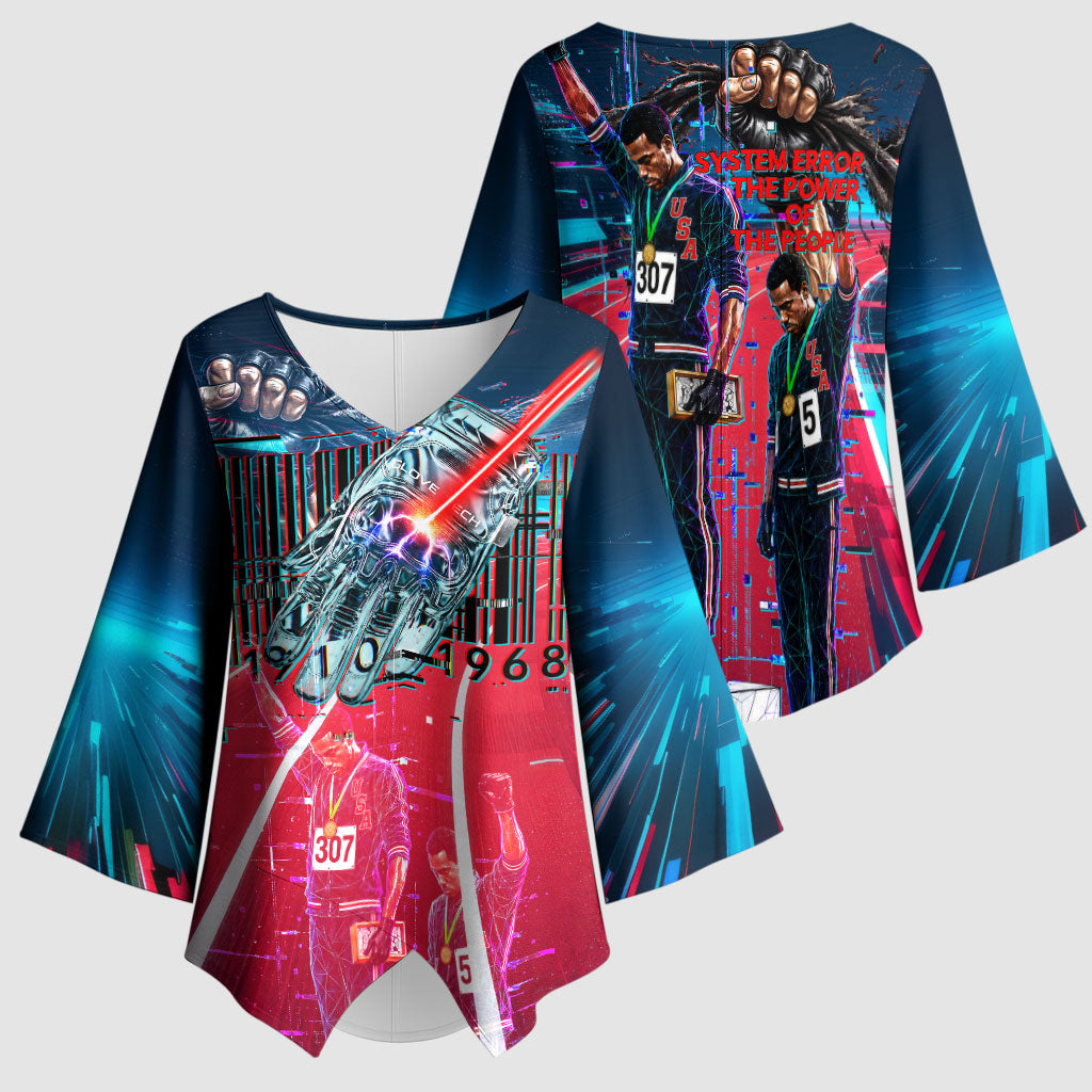 African American 1968 Black Power Salute Kimono Sleeve Blouse Retro Cyberpunk Sci-Fi Tech Civil Rights Art