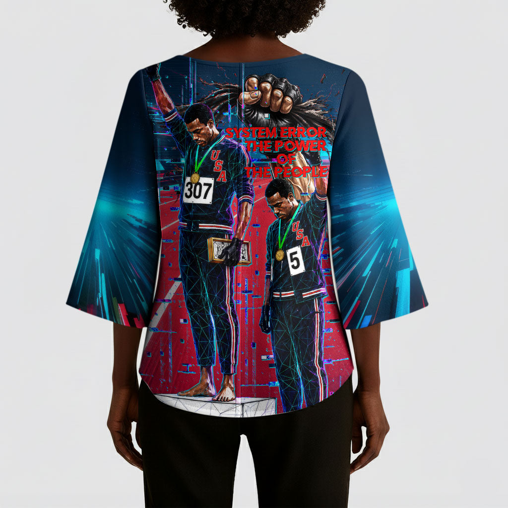 African American 1968 Black Power Salute Kimono Sleeve Blouse Retro Cyberpunk Sci-Fi Tech Civil Rights Art