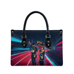 African American 1968 Black Power Salute Leather Bag Retro Cyberpunk Sci-Fi Tech Civil Rights Art