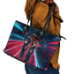 African American 1968 Black Power Salute Leather Tote Bag Retro Cyberpunk Sci-Fi Tech Civil Rights Art