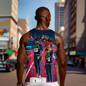 African American 1968 Black Power Salute Men Tank Top Retro Cyberpunk Sci-Fi Tech Civil Rights Art