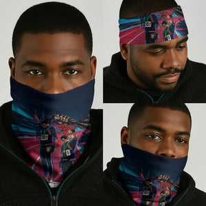 African American 1968 Black Power Salute Neck Gaiter Retro Cyberpunk Sci-Fi Tech Civil Rights Art