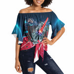 African American 1968 Black Power Salute Off Shoulder Wrap Waist Top Retro Cyberpunk Sci-Fi Tech Civil Rights Art