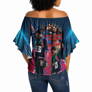 African American 1968 Black Power Salute Off Shoulder Wrap Waist Top Retro Cyberpunk Sci-Fi Tech Civil Rights Art