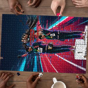 African American 1968 Black Power Salute Puzzle Retro Cyberpunk Sci-Fi Tech Civil Rights Art