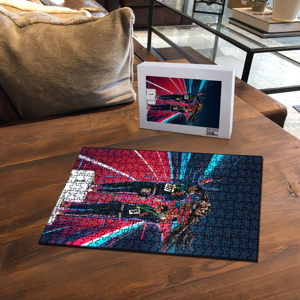 African American 1968 Black Power Salute Puzzle Retro Cyberpunk Sci-Fi Tech Civil Rights Art