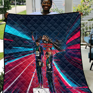 African American 1968 Black Power Salute Quilt Retro Cyberpunk Sci-Fi Tech Civil Rights Art