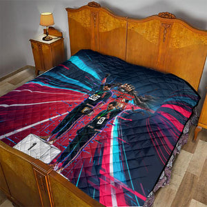 African American 1968 Black Power Salute Quilt Retro Cyberpunk Sci-Fi Tech Civil Rights Art