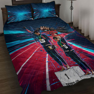 African American 1968 Black Power Salute Quilt Bed Set Retro Cyberpunk Sci-Fi Tech Civil Rights Art