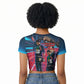 African American 1968 Black Power Salute Raglan Cropped T shirt Retro Cyberpunk Sci-Fi Tech Civil Rights Art