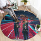 African American 1968 Black Power Salute Round Carpet Retro Cyberpunk Sci-Fi Tech Civil Rights Art