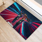African American 1968 Black Power Salute Rubber Doormat Retro Cyberpunk Sci-Fi Tech Civil Rights Art