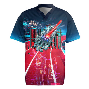 African American 1968 Black Power Salute Rugby Jersey Retro Cyberpunk Sci-Fi Tech Civil Rights Art