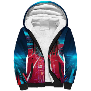 African American 1968 Black Power Salute Sherpa Hoodie Retro Cyberpunk Sci-Fi Tech Civil Rights Art