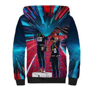 African American 1968 Black Power Salute Sherpa Hoodie Retro Cyberpunk Sci-Fi Tech Civil Rights Art