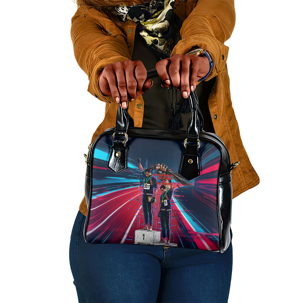 African American 1968 Black Power Salute Shoulder Handbag Retro Cyberpunk Sci-Fi Tech Civil Rights Art