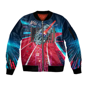 African American 1968 Black Power Salute Sleeve Zip Bomber Jacket Retro Cyberpunk Sci-Fi Tech Civil Rights Art