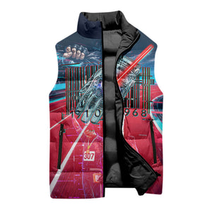 African American 1968 Black Power Salute Sleeveless Puffer Jacket Retro Cyberpunk Sci-Fi Tech Civil Rights Art