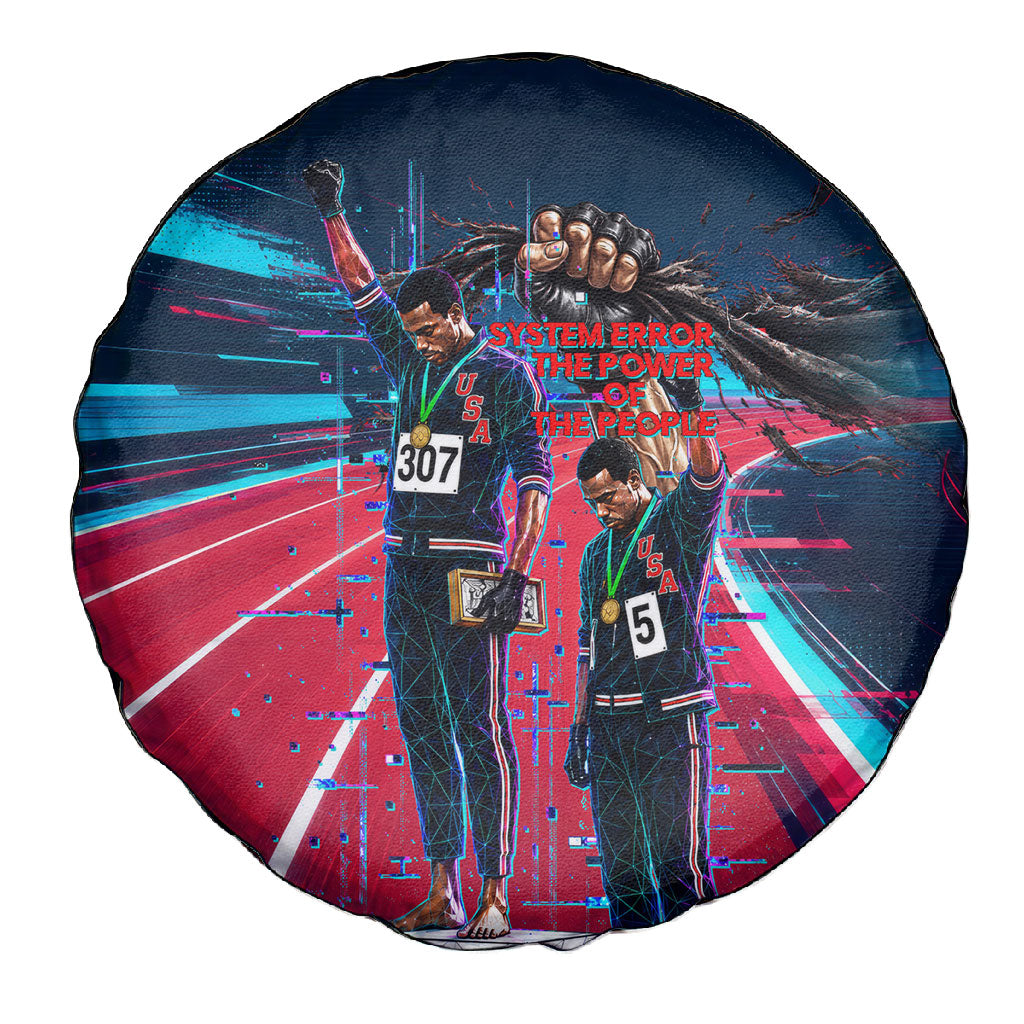 African American 1968 Black Power Salute Spare Tire Cover Retro Cyberpunk Sci-Fi Tech Civil Rights Art