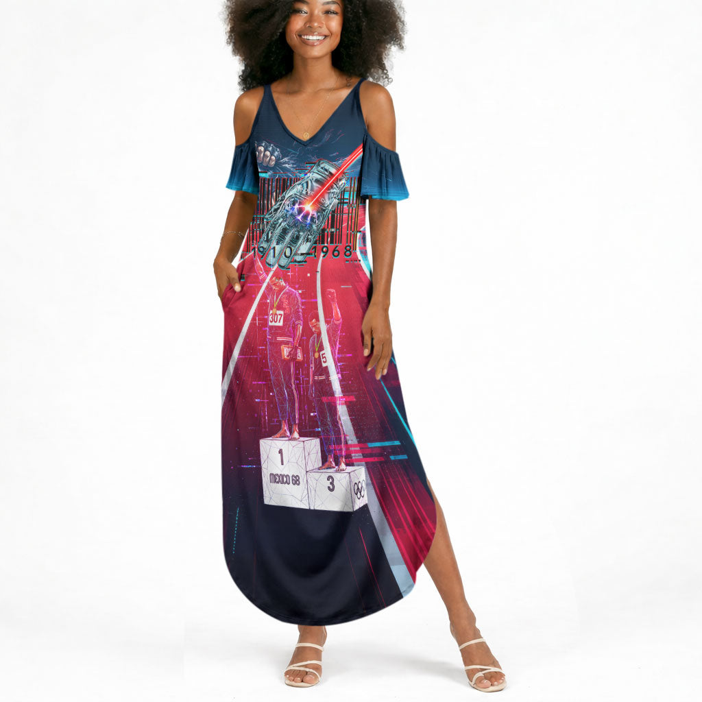 African American 1968 Black Power Salute Summer Maxi Dress Retro Cyberpunk Sci-Fi Tech Civil Rights Art