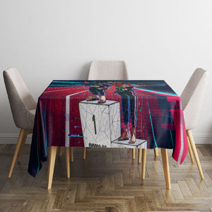 African American 1968 Black Power Salute Tablecloth Retro Cyberpunk Sci-Fi Tech Civil Rights Art