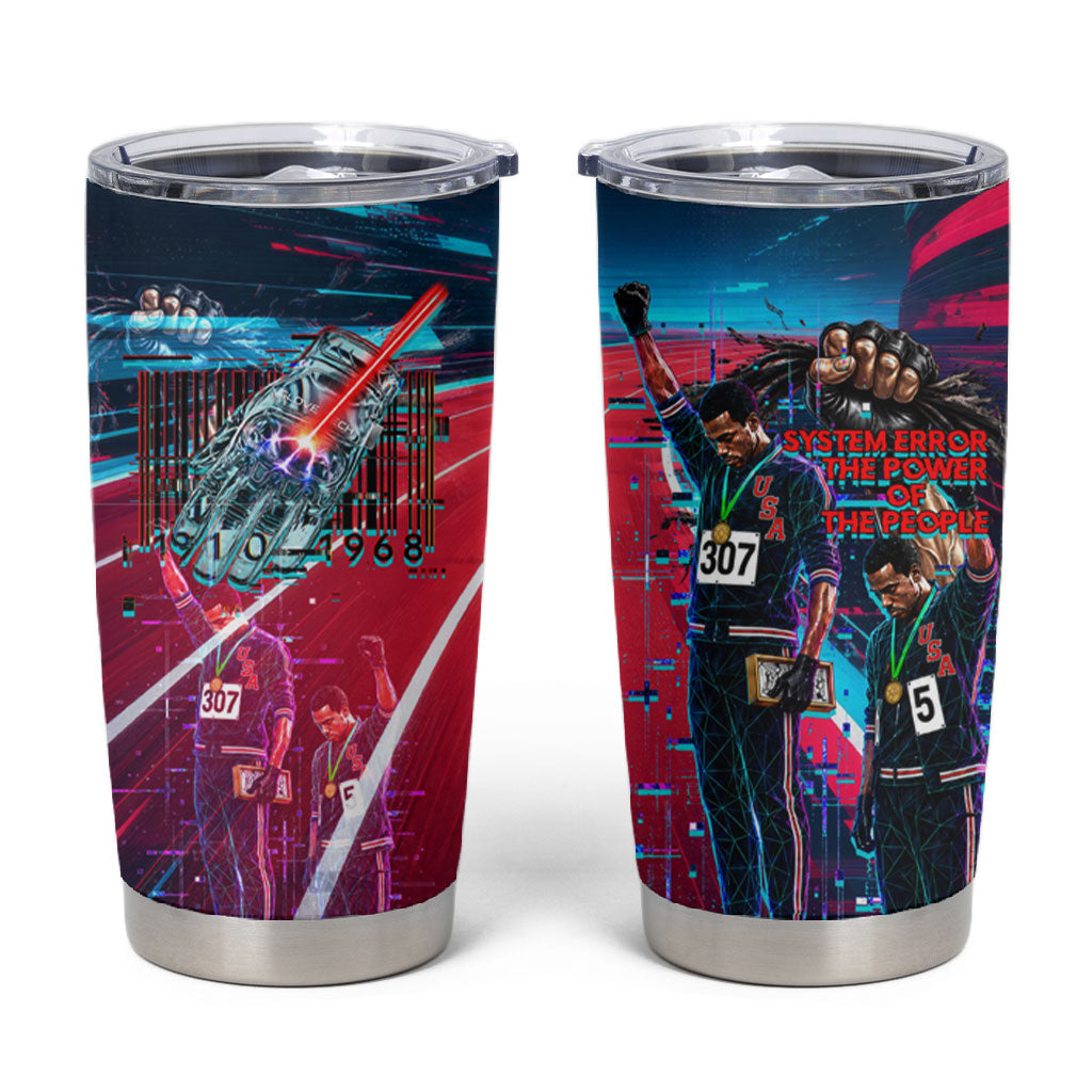 African American 1968 Black Power Salute Tumbler Cup Retro Cyberpunk Sci-Fi Tech Civil Rights Art