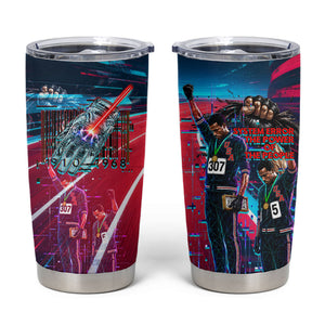 African American 1968 Black Power Salute Tumbler Cup Retro Cyberpunk Sci-Fi Tech Civil Rights Art