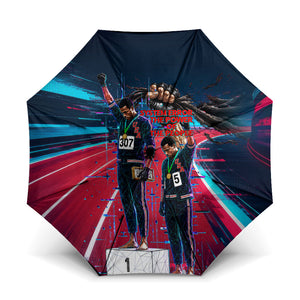 African American 1968 Black Power Salute Umbrella Retro Cyberpunk Sci-Fi Tech Civil Rights Art