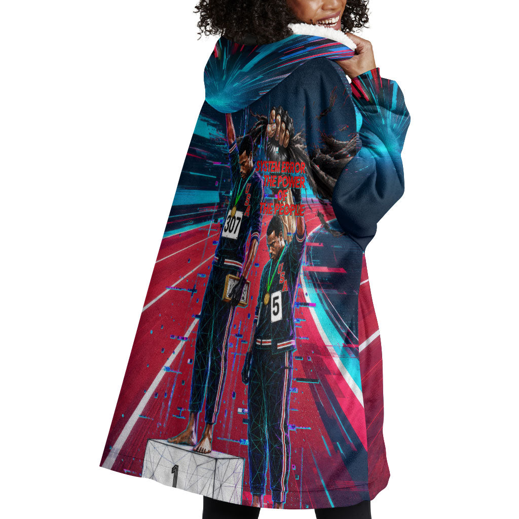 African American 1968 Black Power Salute Wearable Blanket Hoodie Retro Cyberpunk Sci-Fi Tech Civil Rights Art