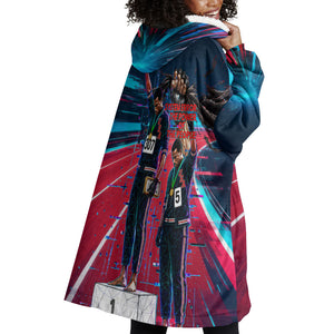 African American 1968 Black Power Salute Wearable Blanket Hoodie Retro Cyberpunk Sci-Fi Tech Civil Rights Art