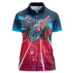 African American 1968 Black Power Salute Women Polo Shirt Retro Cyberpunk Sci-Fi Tech Civil Rights Art