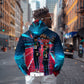 African American 1968 Black Power Salute Zip Hoodie Retro Cyberpunk Sci-Fi Tech Civil Rights Art