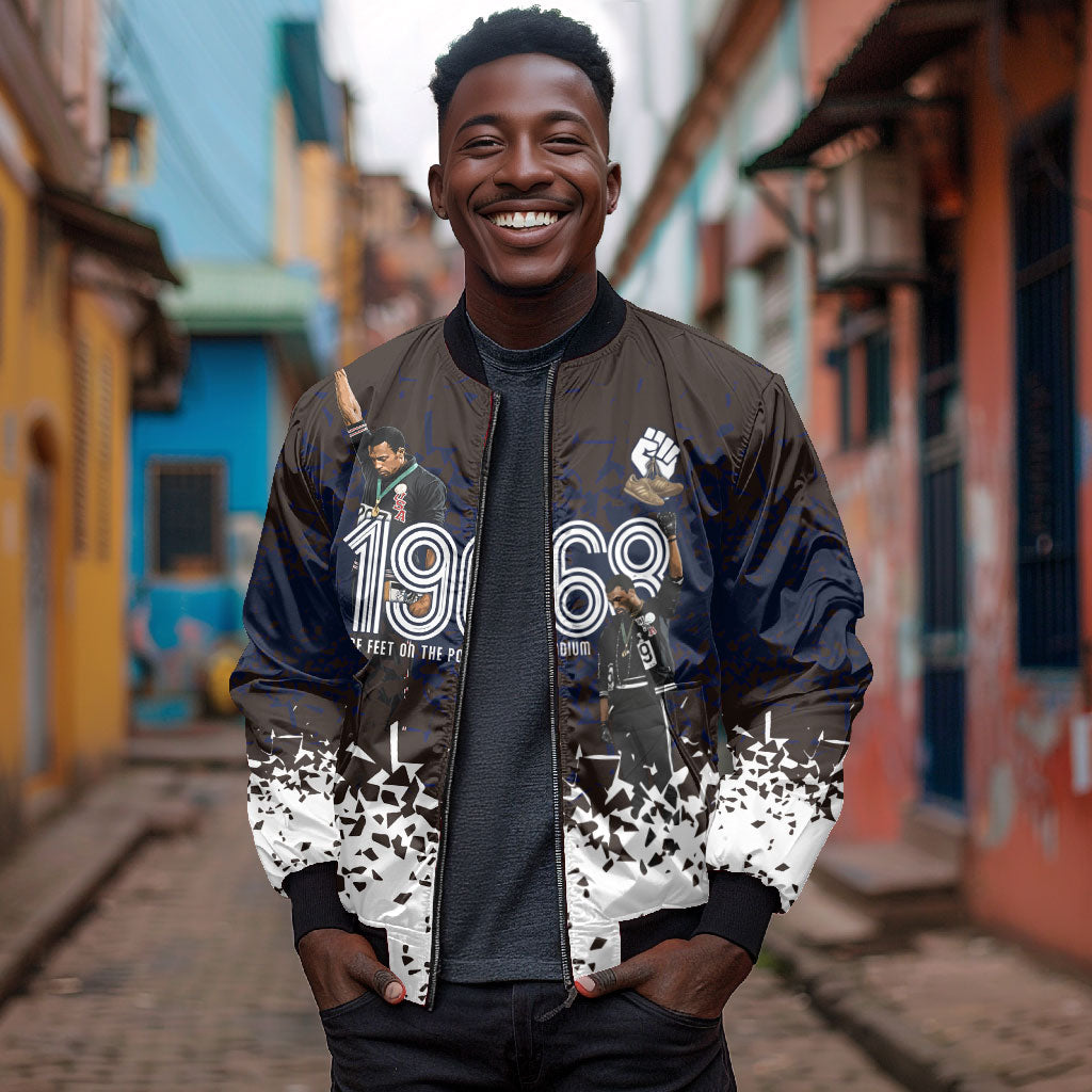 Black Power Salute African Human Rights Bomber Jacket Civil Rights Movement OPHR Mexico City 1968 Retro