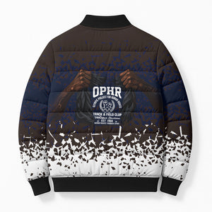 Black Power Salute African Human Rights Bomber Puffer Jacket Civil Rights Movement OPHR Mexico City 1968 Retro