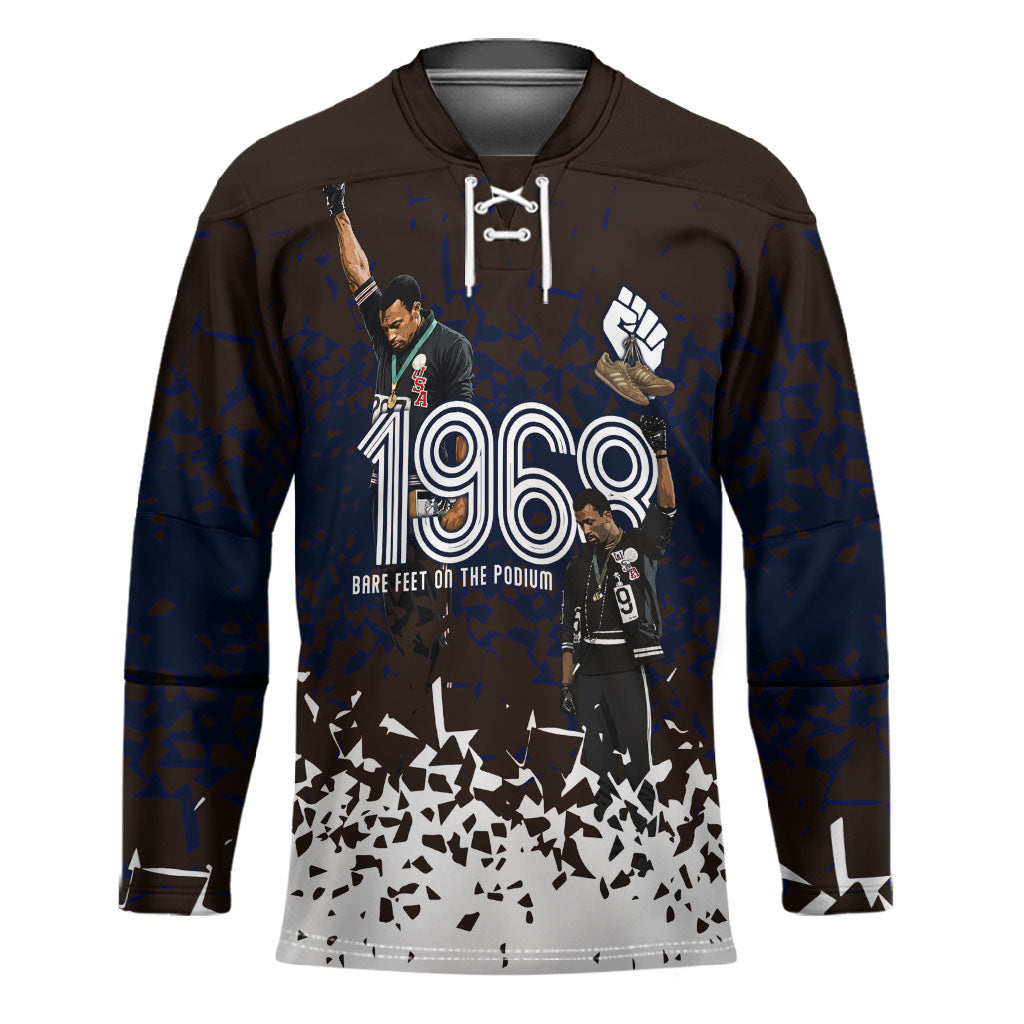 Black Power Salute African Human Rights Hockey Jersey Civil Rights Movement OPHR Mexico City 1968 Retro