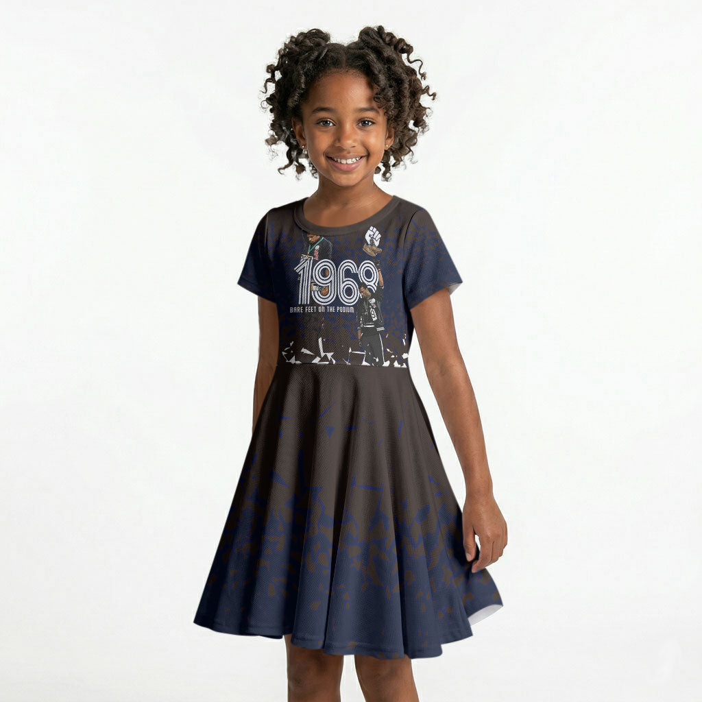 Black Power Salute African Human Rights Kid Short Sleeve Dress Civil Rights Movement OPHR Mexico City 1968 Retro