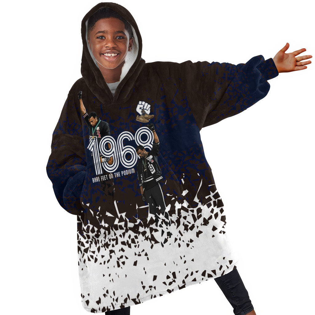 Black Power Salute African Human Rights Kid Wearable Blanket Hoodie Civil Rights Movement OPHR Mexico City 1968 Retro