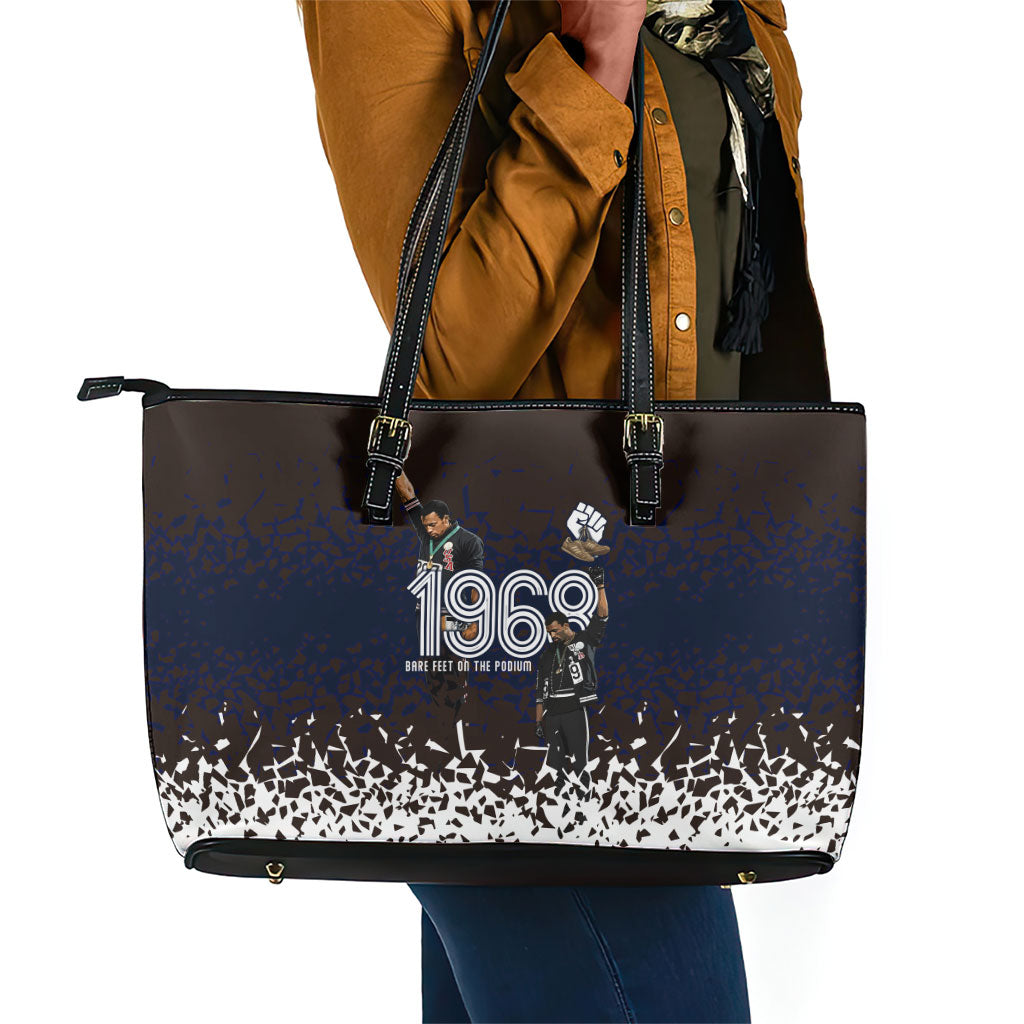 Black Power Salute African Human Rights Leather Tote Bag Civil Rights Movement OPHR Mexico City 1968 Retro