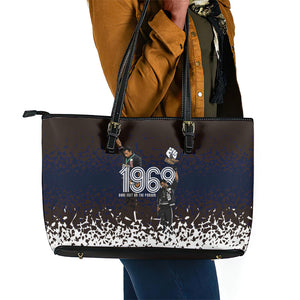 Black Power Salute African Human Rights Leather Tote Bag Civil Rights Movement OPHR Mexico City 1968 Retro
