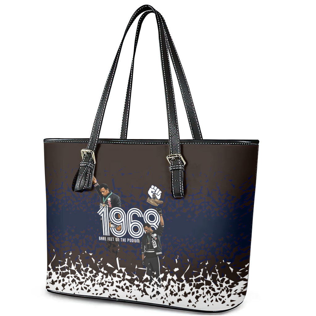 Black Power Salute African Human Rights Leather Tote Bag Civil Rights Movement OPHR Mexico City 1968 Retro