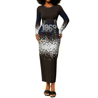 Black Power Salute African Human Rights Long Sleeve Bodycon Dress Civil Rights Movement OPHR Mexico City 1968 Retro