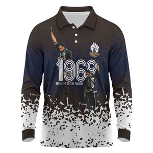 Black Power Salute African Human Rights Long Sleeve Polo Shirt Civil Rights Movement OPHR Mexico City 1968 Retro