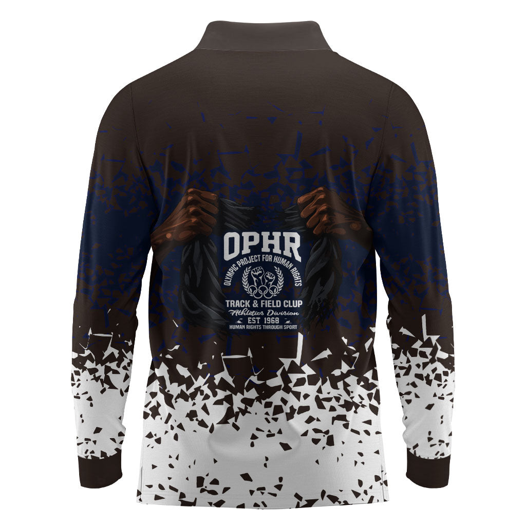 Black Power Salute African Human Rights Long Sleeve Polo Shirt Civil Rights Movement OPHR Mexico City 1968 Retro