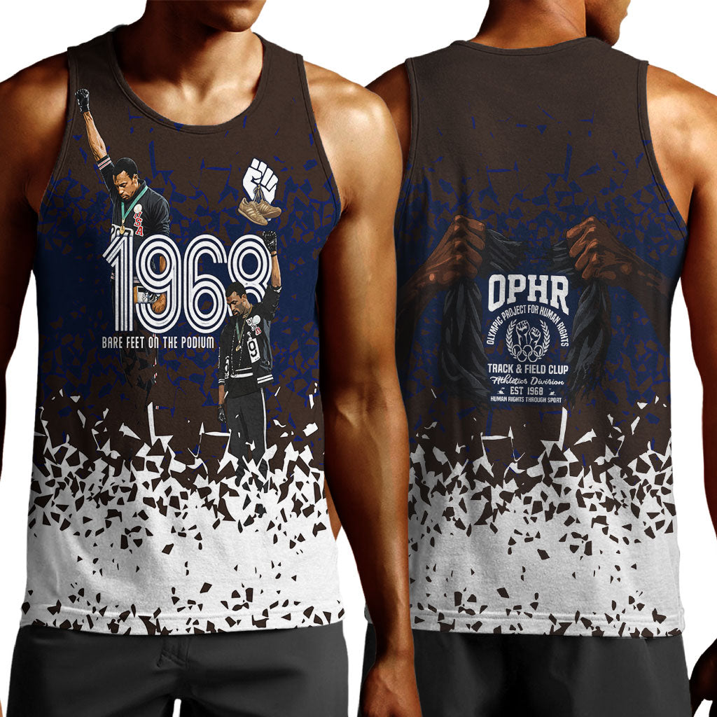 Black Power Salute African Human Rights Men Tank Top Civil Rights Movement OPHR Mexico City 1968 Retro